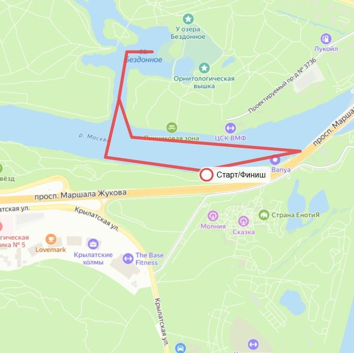 Карта маршрута Живописный мост — Бездонное озеро